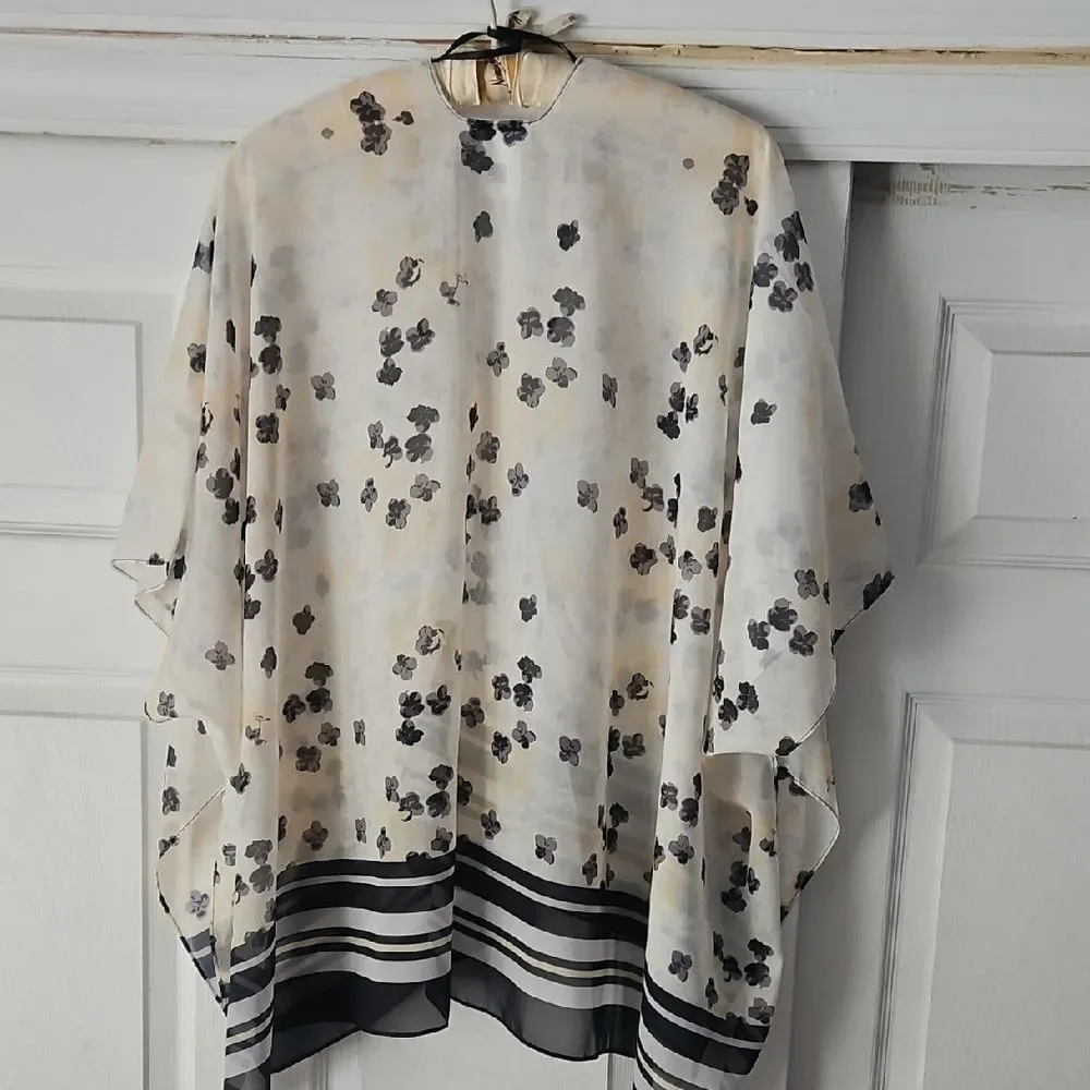 Anne Klein Sheer Scarf with Floral Pattern